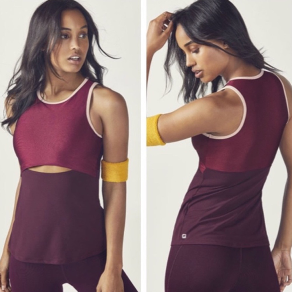 Fabletics Luana Two Tone Maroon Tank Top